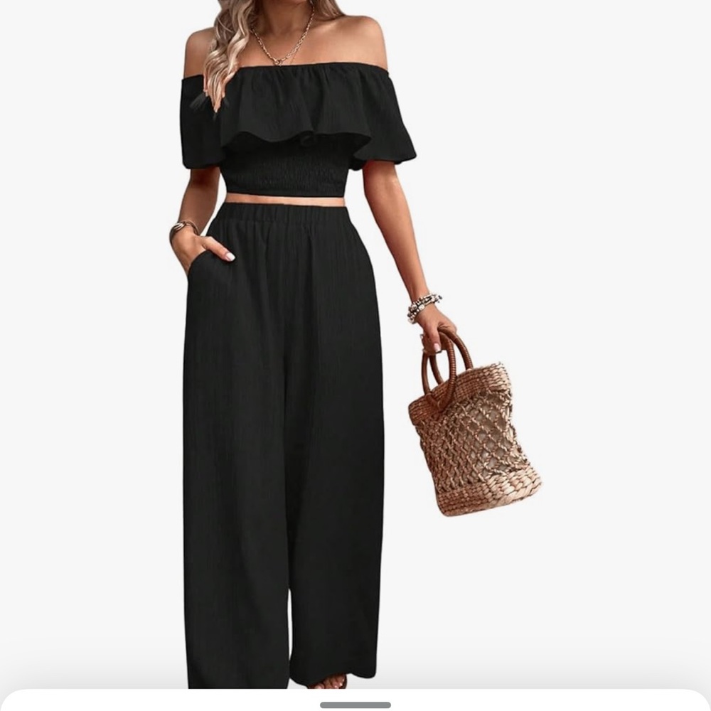 Elegant Black Women's Two Piece Set